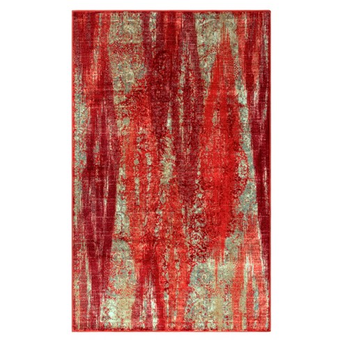 Modern Abstract Washable Non-Slip Indoor Runner or Area Rug, 5' x 8',  Orange - Blue Nile Mills