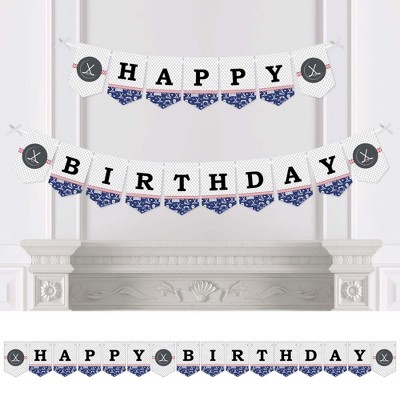 Big Dot of Happiness Shoots and Scores - Hockey - Birthday Party Bunting Banner - Sports Party Decorations - Happy Birthday