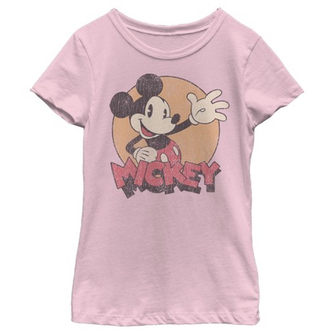 Girl's Disney Mickey Mouse Old School Distressed T-shirt - Light Pink ...