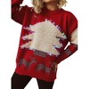Coolmee Women's Christmas Sweaters Casual Sequined Lightweight Crew Neck Long Sleeve Knit Top Loose Fit Jacquard Pullover M Red - 2 of 4