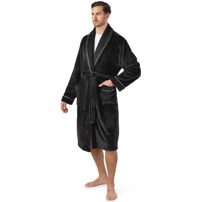 PAVILIA Mens Robe, Soft Bathrobe for Men, Fleece Warm Long Plush Microfiber Shawl Collar Pocket, Bath Shower Spa