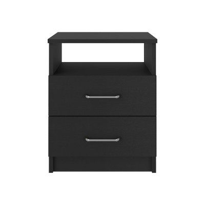 NicBex Nightstand with 2 Drawers,Modern Side Table with Metal Handles,Bedside Table for Bedroom,Living Room,White/Black/Gray