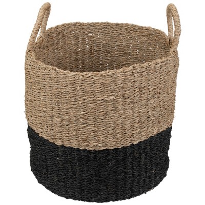 Rustic Seagrass Storage Baskets Beige Round Set of 3