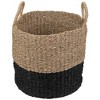 Northlight Round Wicker Table and Floor Baskets - Beige and Black - Set of 3 - 4 of 4