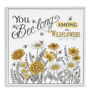 Stupell Industries Encouraging Bumble Bee Quote Blossoming Flower Meadow Black Framed Giclee Art - 1 of 4