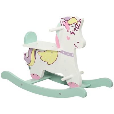 Qaba Wooden Rocking Horse Toddler Rocker Ride On Unicorn for 1-3 Years Old Baby Toy Girl and Boy Gift