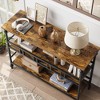 43" Narrow Console Table with Shelves, 3 Tier Industrial Entryway Sofa Table, Space Saving Rustic Hallway, Living Room Side Table - 2 of 4