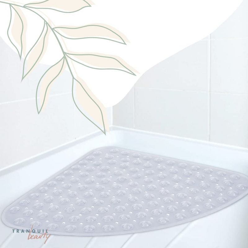 Tranquil Beauty 21" x 21" Clear Curved Non-Slip Shower and Bath Mats with Suction Cups Ideal for Kids & Elderly, 4 of 8