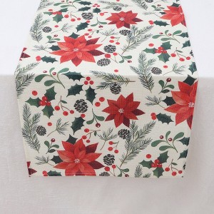 Unique Bargains Table Runner Rectangular Winter Christmas Pattern 22 Linen Colorful 1 Pc - 1 of 3