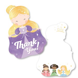 Big Dot of Happiness Princess Thank You Cards with Envelopes, Purple Flat Princess Birthday Party Blank Thank You Note Cards, Set of 12 - 1 of 4