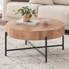Circle Center Table with 2 Drawers, Farmhouse Round Wood Coffee Table with Storage - 3 of 4