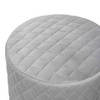 TOV Furniture Abir Velvet Round Ottoman in Gray - 3 of 4