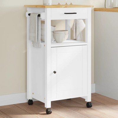 vidaXL Kitchen Trolley MONZA 18.9 in.x15.7 in.x35.4 in. Solid Wood Pine
