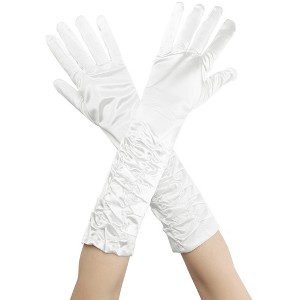 INSPIRE CHIC Women's Satin Opera Length Gloves with Pleats - 1 of 4