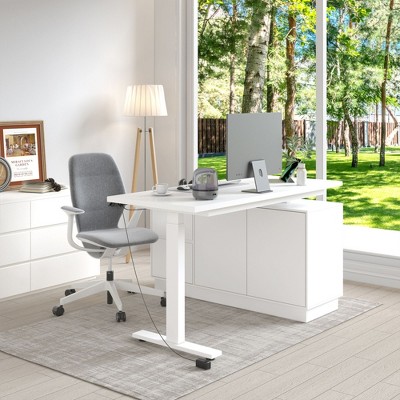 Famapy Liftable Computer Desk Writing Desk Large Desktop Composite Small Storage Cabinet White