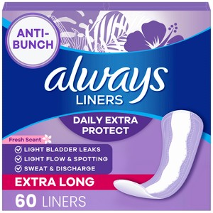 Always Daily Extra Protect with Odor Neutralization Panty Liner - Extra Long - 60ct - 1 of 4