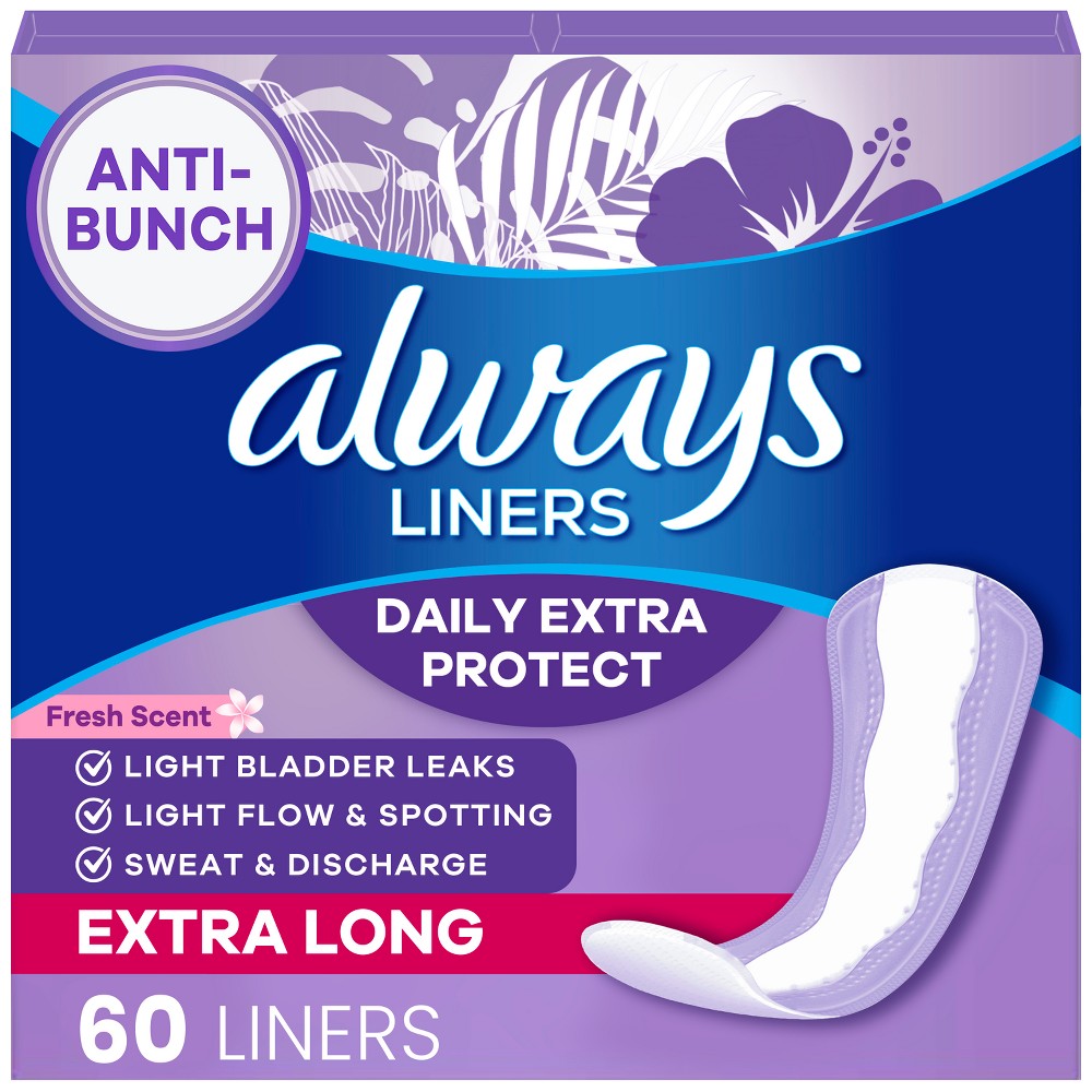 Always Daily Extra Protect with Odor Neutralization Panty Liner - Extra Long - 60ct