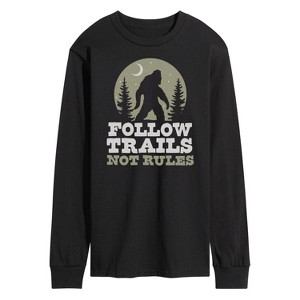 Men's - Instant Message - Follow Trails Not Rules Sasquatch Long Sleeve Graphic T-Shirt - 1 of 4