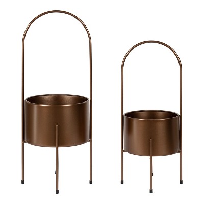 Kate and Laurel Peeto  Metal Freestanding Planter, 2 Piece, Bronze