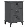vidaXL Bedside Cabinet Accent End Table Bedroom Furniture Solid Wood Pine, 15.7"x13.8"x25.6", With 3 Drawers - 2 of 4