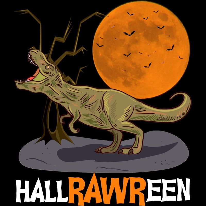 Men's Design By Humans Halloween T Rex Hallrawreen Dinosaur Jurassic By RainforestRoom T-Shirt, 2 of 5