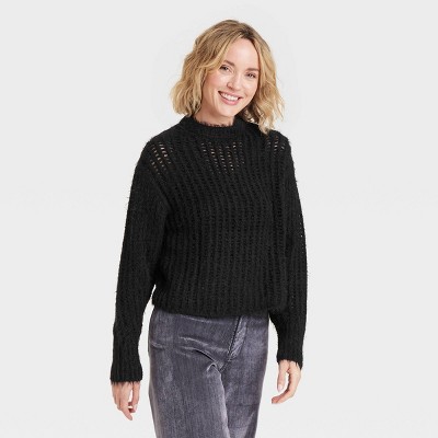 Women's Crewneck Openwork Pullover Sweater - Universal Thread™