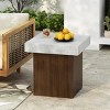 Outdoor Patio MGO Square Side Table,Coffee Table With Faux Stone Texture Tabletop And Natural Wood Frame,No Assembly-Coolbibila - 2 of 4