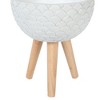 LuxenHome Scallop Embossed White 12.2" Round MgO Planter with Wood Legs - image 4 of 4