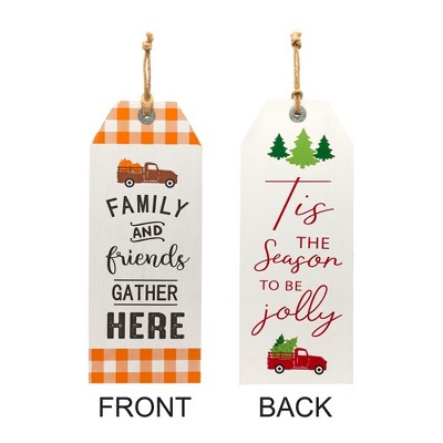 Melrose Reversible Fall Friends Jolly Holiday Tag 23.5"H