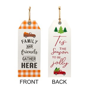 Melrose Reversible Fall Friends Jolly Holiday Tag 23.5"H - 1 of 3