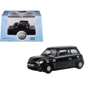Mini Cooper S RHD (Right Hand Drive) Midnight Black with Silver Stripes 1/148 (N) Scale Diecast Model Car by Oxford Diecast - 1 of 4