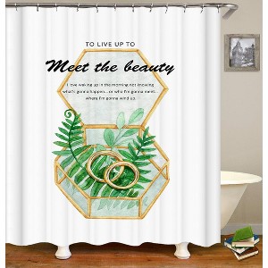 Plants With Frames Shower Curtains for Bathroom Waterproof Fabric Bath Curtain Durable Soft Stylish Bathroom Decor 72x72 Inch - 1 of 1