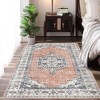 Vintage Floral Rugs for Living Room Bedroom Persian Area Rug Medallion Low Pile Non-Slip Carpet - 3 of 4