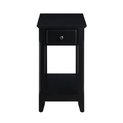 Bertie Black Wood Rectangular Accent Table with Storage