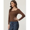 Allegra K Women's Sweetheart Neck Casual Long Sleeve Slim Fit Pullover Sweater - 3 of 4