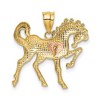 Black Bow Jewelry 14 Two Tone Gold Prancing Horse with Pink Heart Pendant - 3 of 4