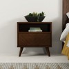 eLuxury Chevron Wood Nightstand with Drawer - 2 of 4
