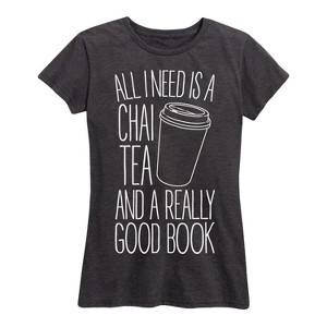 Women's - Instant Message - Chai Tea Good Book Short Sleeve Graphic T-Shirt - 1 of 4