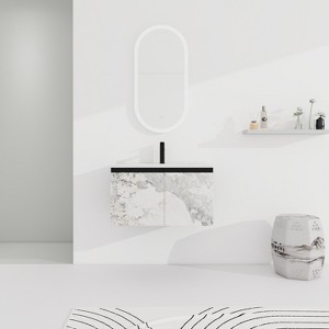 48''/24"/30"W Floating Wall-Mounted Bathroom Vanity with Unique Pattern Finish & Soft-Close Cabinet Door 4S - ModernLuxe - 1 of 4