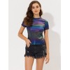 Allegra K Women's Party Metallic Short Sleeve Textured Shiny T-shirts - 2 of 4