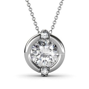 18k white gold plated necklace with round cut crystals for women - 1 of 4