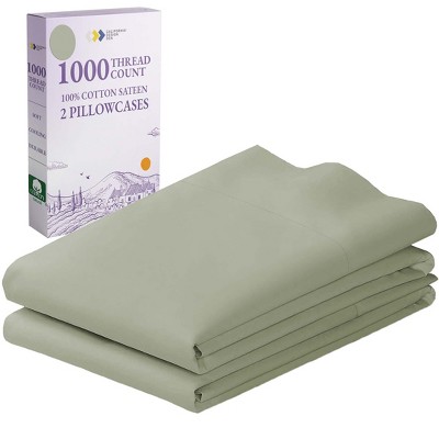 Luxury 1000 Thread Count Pillowcase Set, 100% Cotton Sateen by California Design Den