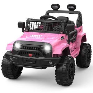 12V Kids Ride-On Truck w/Remote - 3 Speeds (Max 2.5MPH), Dual Motors, LED Lights, Music (Ages 3-8, 61lbs) - 1 of 4