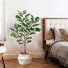 Artificial Fiddle Leaf Fig Tree, 51 Inch Faux Ficus Lyrata Plant with 46 Fiddle Leaves, Fake Floor Plant in Pot for Indoor Outdoor Living Room - 2 of 4