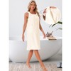 INSPIRE CHIC Women's Shower Wrap Wearable Button Bath Towel Robe Strap Sleeveless Dress with Snaps Pockets Spa - 2 of 4