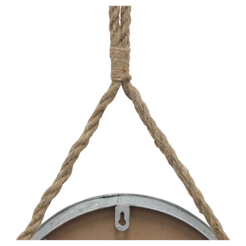 11.9&#34; Suspended Round Galvanized Metal Wall Mirror with Rope Hanging Loop Brown/Silver - Stonebriar Collection, 6 of 8