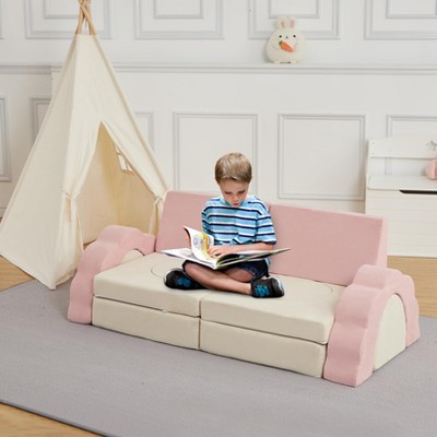 TROPOW 11pcs Modular Kids Play Couch, Children Sectional Sofa Floor Toddler Couch for Kids Creative Play, Convertible Foam Floor Sofa for Playroom