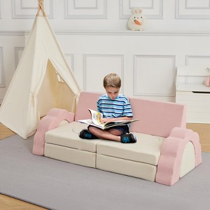 TROPOW 11pcs Modular Kids Play Couch, Children Sectional Sofa Floor Toddler Couch for Kids Creative Play, Convertible Foam Floor Sofa for Playroom - 1 of 4
