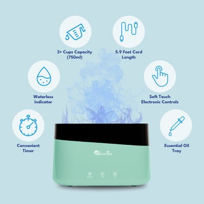 LivePure Black Ultrasonic Humidifier with Flame Effect