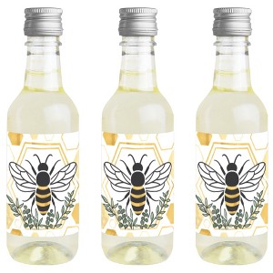 Big Dot of Happiness Little Bumblebee Mini Wine & Champagne Bottle Label Stickers Bee Baby Shower or Birthday Party Favor Gift 16 Ct - 1 of 4